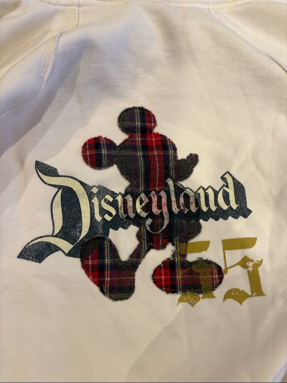Disneyland White Zip-Up Hoodie with Plaid Pockets